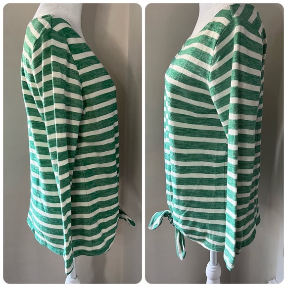 Old Navy tie front green striped cotton sweater - Picture 5 of 13